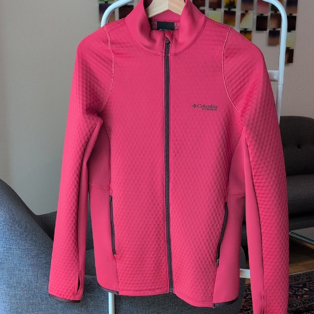 Columbia Crystal Leaf Omni-Heat Helix full-zip jacket, Red/Salmon, Ladies Medium